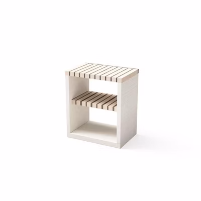 MOVELAR-Banc Nola pour Barbecue en Béton Préfabriqué (Blanc, orange-70X47X47cm)-Extérieur