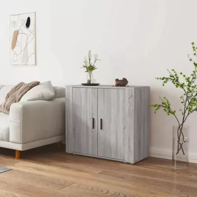 816566 vidaXL Buffet Sonoma gris 80x33x70 cm Bois d&rsquo;ingénierie