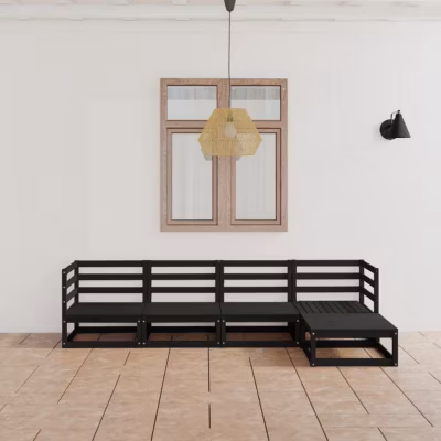 vidaXL Salon de Jardin 5 pcs Ensemble de Meubles d&rsquo;Extérieur Mobilier de Patio Mobilier de Jardin Meubles de Terrasse Noir 3075538