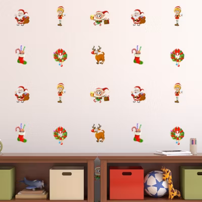 Sticker Noël les surprises de Noël – Autocollants stickers adhésifs noël – décoration fêtes – 70x90cm