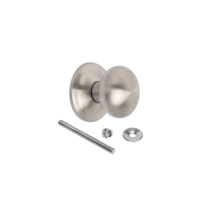 Emuca – Bouton de porte entree Bowler – Acier inoxydable – Nickel satine – Poignee 70 mm – Pour porte 35 60 mm