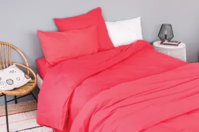 Housse de couette unie en coton Lavé (200×200 cm – Rouge)