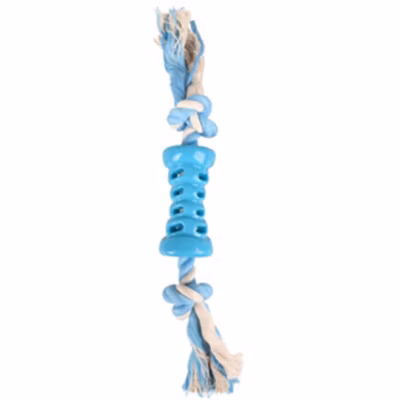 jeux Tube + corde bleu 35 cm LINDO en TPR pour chien