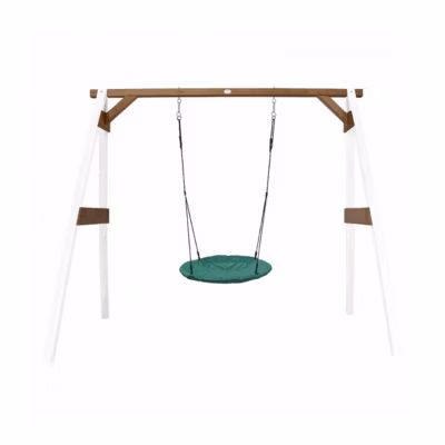 AXI Portique en bois Blanc Marron avec balancoire siège nid rond