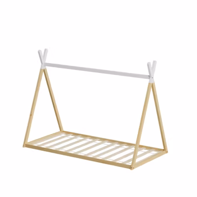 Lit tipi Indy 90×190 cm (matelas non inclus) Blanc et Bois