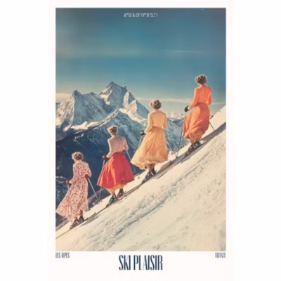 Affiche – Ski Les élégantes – Posters de nos Régions – Format A4 – Moyen 29,7cm x 21cm