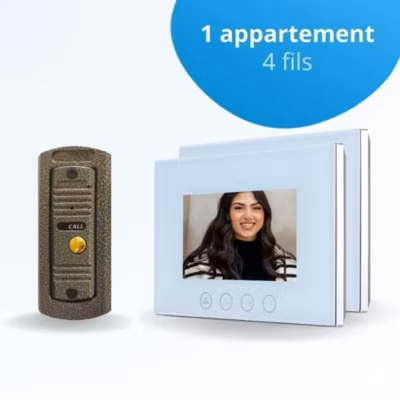 Portier interphone vidéo pino 4 fils – 2 écrans blancs 7&Prime; – avec mémoire photos