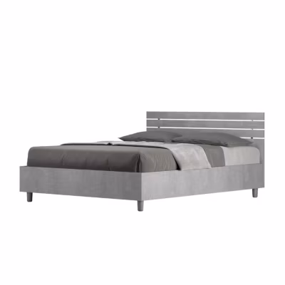Lit avec sommier 140×200, tête de lit droite avec lattes en ciment Ankel