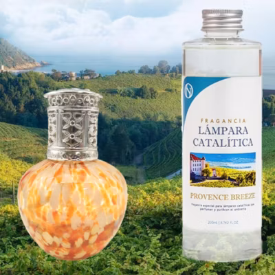 Lampe catalytique Drops Orange + Parfum Provence Breeze 200 ml – Élimine mauvaises odeurs, parfume et améliore la qualité de l&rsquo;air
