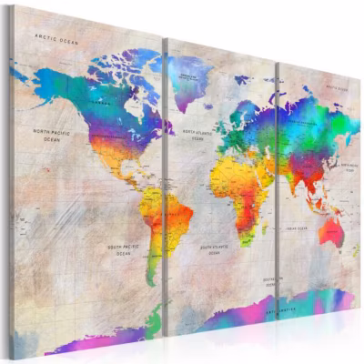 Tableau Cartes du monde World Map: Rainbow Gradient 90×60 cm
