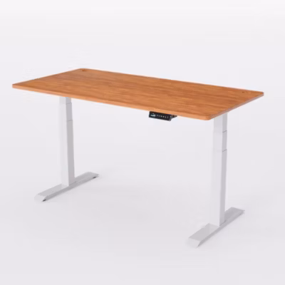 AUM WORLD Bureau Assis Debout Électrique ADVANCED PRO, 180×80, Plateau Chêne Massif, 8 Mémoires, Ports USB, Structure Métal, Blanc