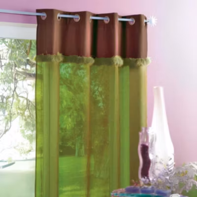 Voilage en Etamine à Bordure de plume (140×240 cm – Vert clair)