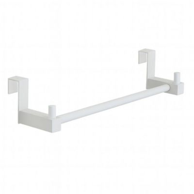 Kibath Porte-serviettes sans perçage de 36 cm en finition blanc mat en acier inoxydable