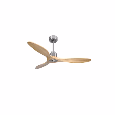 Tenerife Ring – Super destratificateur et ventilateur DC 132 cm  Chrome pales bois clair sans Lumière 25 à 35 m²