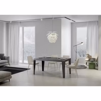 Table Flame Extensible – Flame – 90×180 Allongée – Dessus Ciment – Cadre Anthracite
