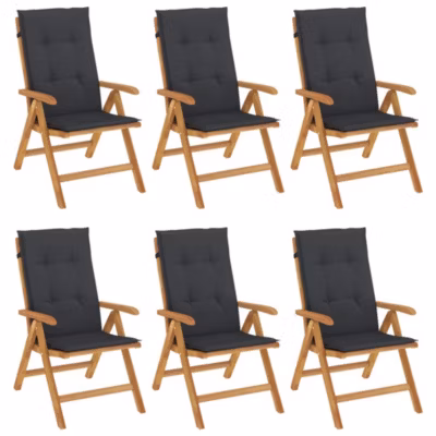 Chaises de jardin inclinables et coussins lot de 6 bois teck vidaXL