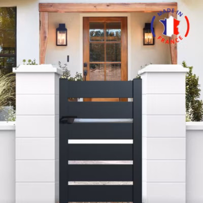 Portillon alu SAH en kit dim. L.1000 (entre piliers) x H.1740 mm  Gris (RAL 7016)