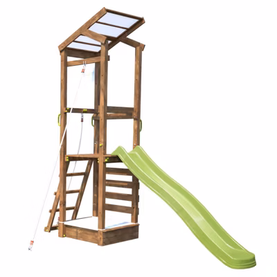 Aire de jeux avec toboggan et mur d&rsquo;escalade HAPPY ROPE 120