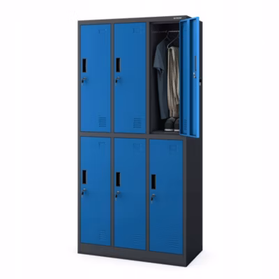 Armoire sociale BHP IGOR, 900 x 1850 x 450 mm bleu