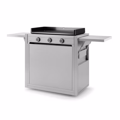 Chariot fermé pour plancha – FORGE ADOUR – CH MIF 75 – Inox – 2 tablettes Push-to-open – 4 roues pivotantes (2 avec stop)