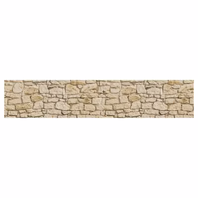 Brise vue imprimé trompe l&rsquo;oeil PIERRES BEIGES, H.1 x L.5 m, 100% occultant, Made in France par Scenolia + kit de fixation offert