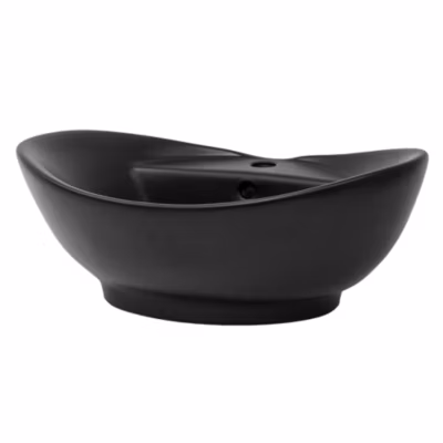 Lavabo en ceramique noir mat vasque a poser pour salle de bain 590x395x205 mm