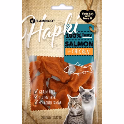 Friandises Hapki Poisson avec saumon et avec poulet 50 g pour chat