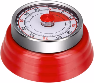 Minuteur Mécanique de cuisine Visuel 60 Minutes en Acier Inoxydable rouge
