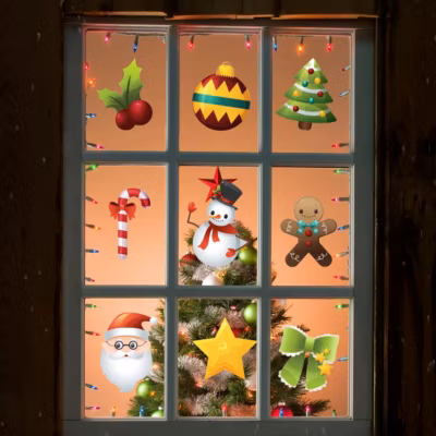 Sticker Noël la féerie de Noël – Autocollants stickers adhésifs noël – décoration fêtes – 20x35cm