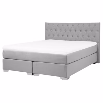 Lit Boxspring Tissu DUCHESS 160 x 200 cm Gris clair