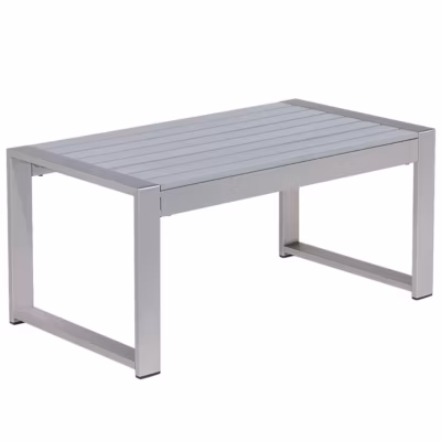 Table basse de jardin SALERNO 90 cm 50 cm Métal Gris clair