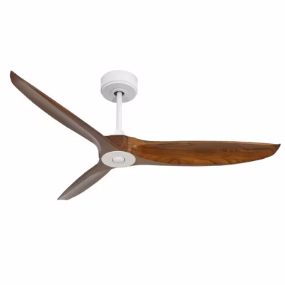 Bolt blanc , Ventilateur déstratificateur d&rsquo;air, pales bois sombres 132 Cm, moteur blanc sans lumière .