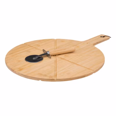 Planche à découper pizza avec roulette 37cm Bambou – 5Five