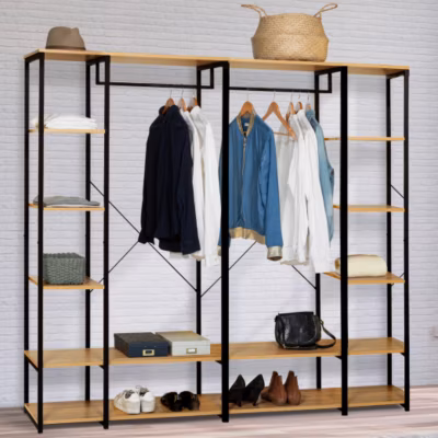 Dressing modulable double penderie étagère L. 180 cm DETROIT design industriel