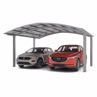 Double Carport  Montage M – charge de toiture 100kg/m² –  Inox Brillant – Ximax Portoforte