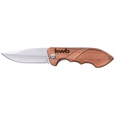 kwb 021990 Couteau de chasse et dextérieur compact 16 cm, lame 60 mm, manche bois.
