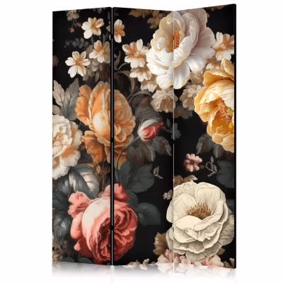 Paravent -une Pléthore de Fleurs ColoréesNoir
