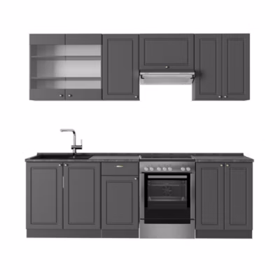 Vicco Cuisine Anthrazit-Gold Landhaus 240cm sans PT
