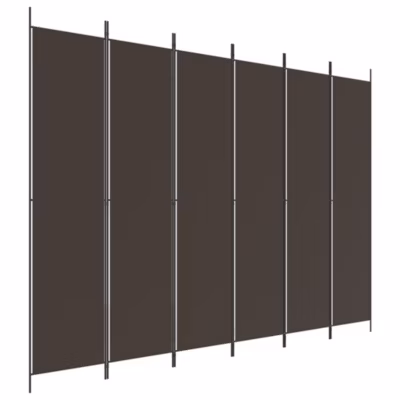 Paravent, Séparateur, Cloison de séparation 6 panneaux Marron 300×220 cm Tissu