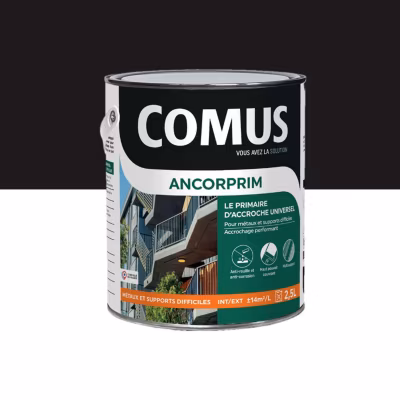 ANCORPRIM noir 2,5L Primaire d&rsquo;accrochage universel pour métaux ferreux et supports difficiles – COMUS
