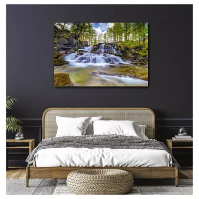 Tableau toile en kit CASCADE DE FONTCOUVERTE 140 x 95 cm – Toile textile sans PVC, Made in France par Scenolia