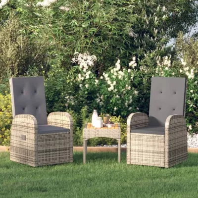 vidaXL 2x Chaises Inclinables de Jardin et Coussins Chaises de Terrasse Chaises de Balcon Chaises d&rsquo;Extérieur Chaises de 47676