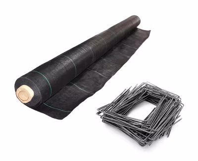 Kit : Toile de paillage 90g/m² noir + agrafes 1,25m x 100m Noir 90g/m²