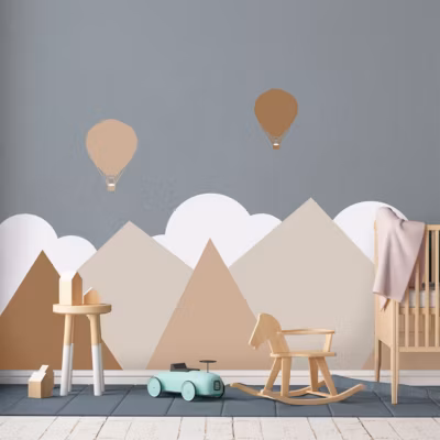 Stickers enfant montagnes géantes scandinaves Malmö 120 x 160 cm