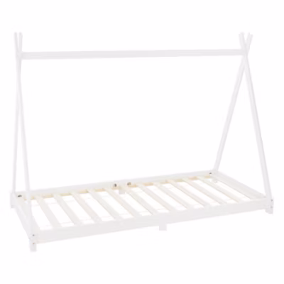 Lit d&rsquo;enfant ML-Design Tipi 90×200 cm blanc simple en bois de pin avec sommier à lattes style indien