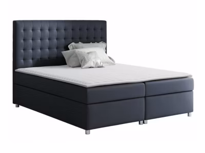 Lit continental Baltimore 115, Double, Gris, Tissu, Disponible