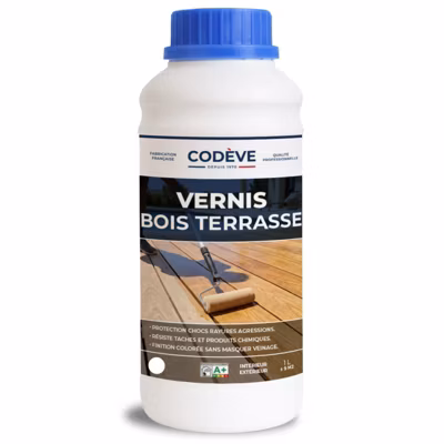 Vernis Bois Terrasse – 1 L   – Codeve Bois – Pour La Protection De Votre Terrasse, Bord De Piscine Ou Caillebotis.