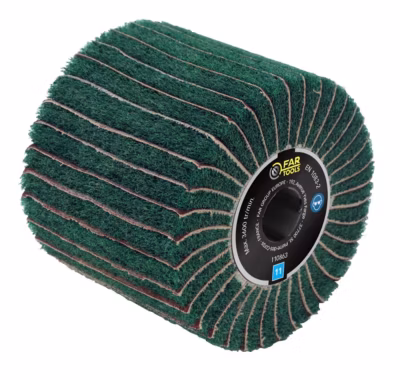 Brosse en fibre synthetique A240 et lamelles abrasives A120 – FARTOOLS – 110863
