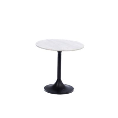Bout de canapé tulipe en métal noir et marbre blanc D46  – ARGOS