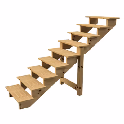 BERLIN Escalier extérieur bois 9 marches H 156cm L-80cm – sans contre marche